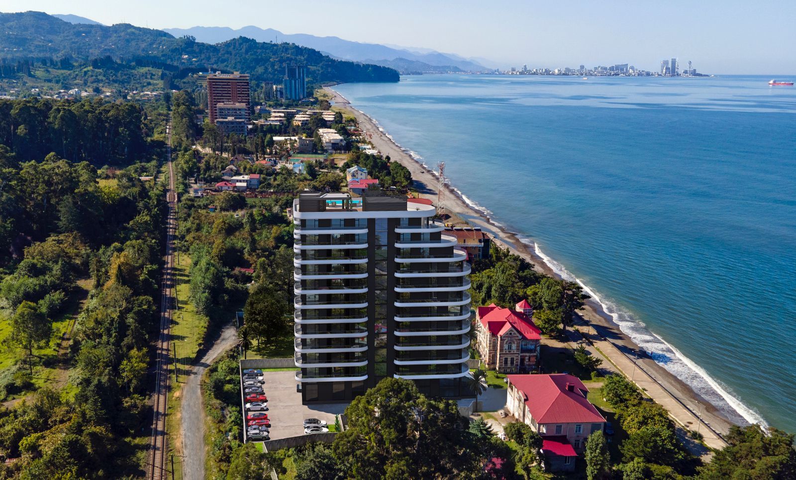 Magnificent apartments with views of the Black Sea, blue skies and green mountains on the sunny Chakvi beach is a world of sophistication